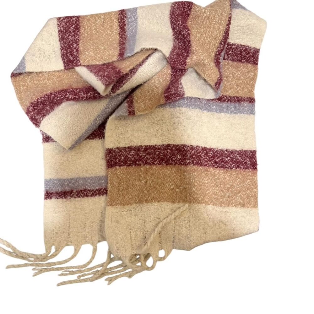 Striped cream and brown scarf